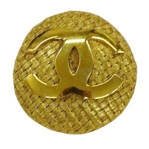 CHANEL Gold Logo Brooch